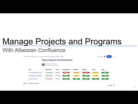 Confluence for Project Management: Project Portfolio Dashboards and Status Reports
