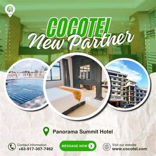 We’re thrilled to welcome Panorama Summit Hotel, Davao to the Cocotel family! 🏨 ✨Whether you’re here for business or leisure, this hotel offers comfort, convenience, and that signature Davao hospitality you’ll love. 💙 From cozy rooms to modern amenities, Panorama Summit is your perfect stay in the heart of the city. 🌆 📍 Davao City 💌 Book your stay with Cocotel today! 👉 Click here to book: https://bit.ly/NewCocoPartner #CocotelHotels #PanoramaSummitHotel #CocotelInDavao | Cocotel Hotels and
