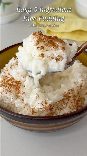 Easy 5-ingredient Rice Pudding #easyrecipes #leftoverricerecipe