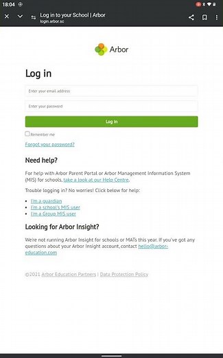 how to log into Arbor