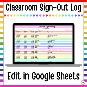 Classroom Sign Out, Bathroom Restroom Sign Out Sheet, Office, Nurse, Library
