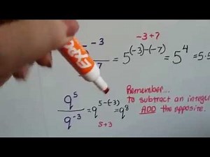 Grade 8 Math #2.1d, Quotient Rule for dividing with exponents