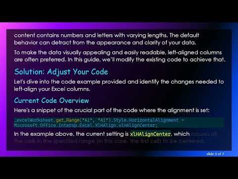 How to Export DataTable to Excel with Left-Justified Columns in C#