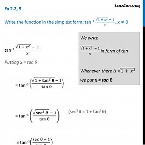 Ex 2.2, 3 - Simplify: tan-1 (root (1 + x2) - 1)/x - Chapter 2