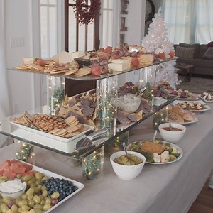A layered buffet table = more room for festive foods! | HGTV