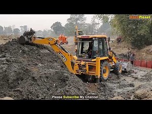 JCB Backhoe Machine Digging for Bridge Foundation Construction | JCB Machine at Work