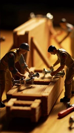 Miniature Construction: Tiny Workers Building Wooden Masterpieces! 👷‍♂️