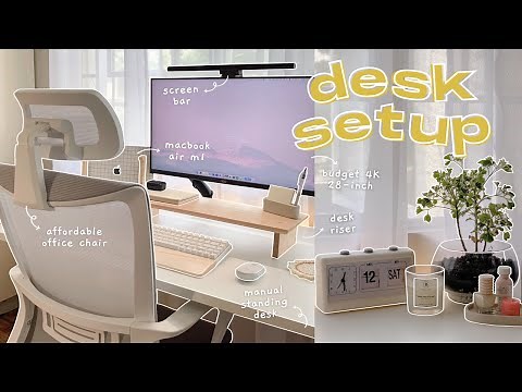 my *dream* desk setup makeover — standing desk, ergonomic chair, clean and cozy aesthetic