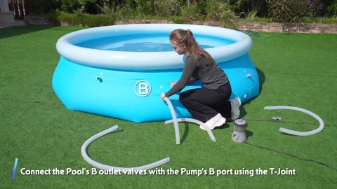 Bluescape Fast Set 10’ x 30” Round Inflatable Soft Sided Above Ground Pool Set Including Pool Pump Bundle