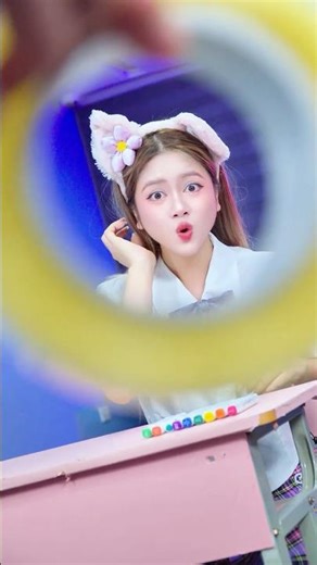 Drawing With Light... A Rainbow So Bright! 🔦 🌈#lilymeow #lilymiumiu #schoolcrush #schooldrama