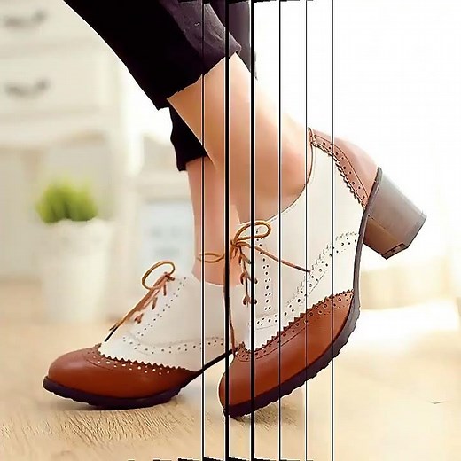 Classic Oxford Lace Up Shoes for Women 5.5CM Chunky Heel School Style Flats