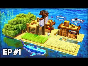Surviving in a Shark Infested OCEAN ONLY World in Minecraft