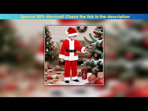 Deal Kids Santa Claus Costume Boys Santa Suit Outfit Child Jacket Coat With Pants Hat For Christmas