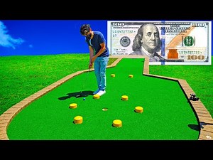 $100 MINI GOLF CHALLENGE! (AWESOME HOLE IN ONE)