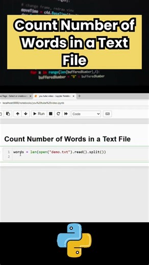 Count Words in a Text File using Python | Count Words Trick in Hindi #coding #shorts #programming