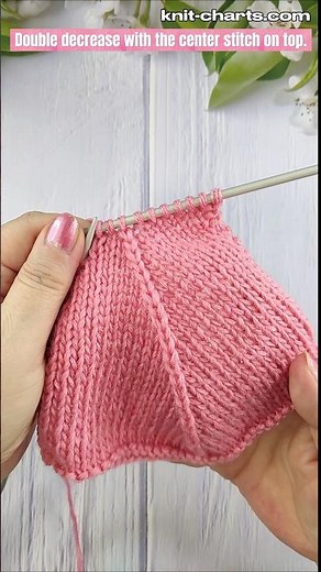 Double decrease with the center stitch on top #knittingtutorial #knittingtips #handmade #DIYknitting
