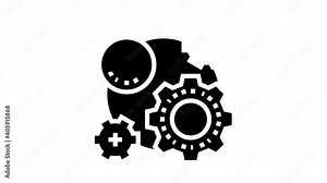 working process time animated glyph icon. working process time sign. isolated on white background