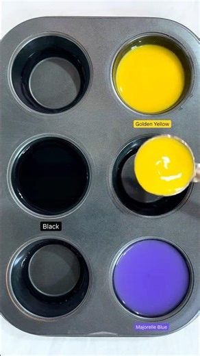Guess the Color | Black + golden yellow + majorelle blue #colormixing #amazing