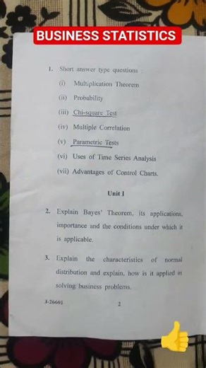 MBA - BUSINESS STATISTICS || PREVIOUS YEAR QUESTION PAPER || #mba #university #exams