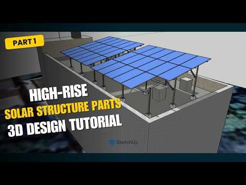 21kW Solar Structure Design in SketchUp Web Rafter, Purlin, Column & Bracing Tutorial Part 1