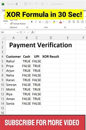 XOR Formula in Excel Explained in 30 Seconds | Logical Test Trick | Excel Shorts