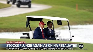 212K views · 2.8K reactions | The stock market suffered a second day of massive losses with the Dow down more than 2,000 points for only the fourth time in history. It comes as China has now responded to Pres. Trump's tariffs with a 34% retaliatory tariff on all U.S. products. Whit Johnson reports. https://abcnews.link/iH7krb2 | ABC World News Tonight with David Muir | Facebook