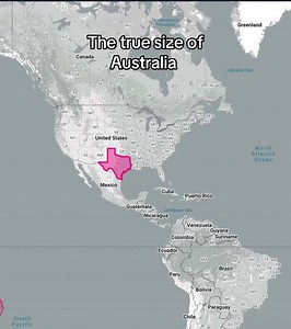 The true size of Australia compared to Texas