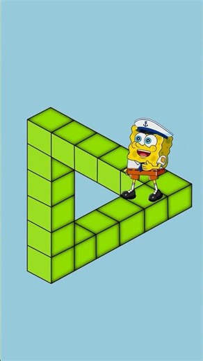 SpongeBob Penrose Triangle STAIRS ILLUSION 🔁 G1org 2DLAB #loop #illusion #animation