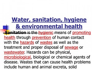 Water, sanitation, hygiene &amp; environmental health - SlideServe