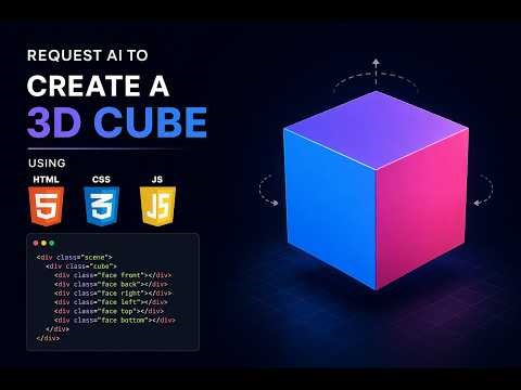 Request AI to create a 3D cube using HTML, CSS, and JS