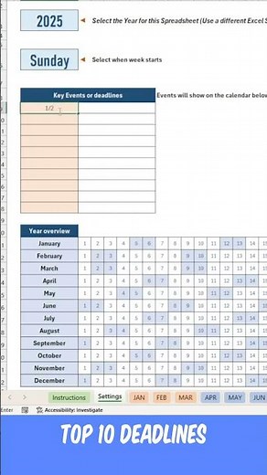 12 months Excel To do list Template Calendar based Tasks and Objectives tracking: Quick Demo