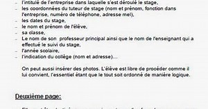 Exemple de rapport de stage 3eme