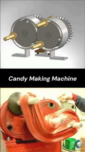 Industrial Candy Making Machine - 3D CAD vs. Real Footage 🍬 #shorts