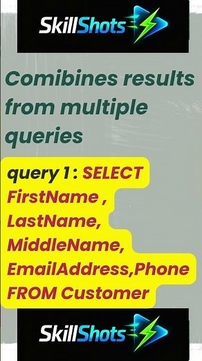 SQL in 30 secs : SQL UNION vs UNION ALL for Beginners