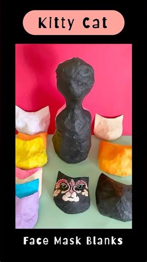 Papier Mâché Kitty Cat Mini Mask Project Kit for Art Doll Crafts, Festivals & Group Workshops