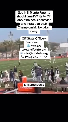 Ｅｌ Ｍｏｎｔｅ Ｎｅｗｓ on Instagram: "The CIF State Division 7-A final between South El Monte and San Francisco Balboa ended early due to brawl on the sideline between players. With a minute to play in the CIF State Division 7-A championship game between South El Monte and San Francisco Balboa, a fight broke out on the South El Monte sideline that prompted the officials to call the game. Balboa won 42-8 at Buena Park High School Saturday afternoon. There was no postgame award ceremony and the teams did n