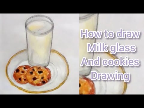 How to draw milk glass and cookies tutorial #howto #drawing #milk #cookies #tutorial