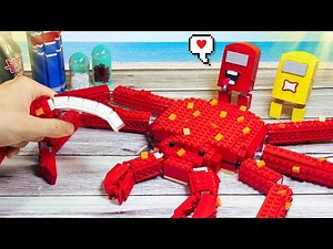 LEGO Among Us Mukbang : GIANT King Crab & Seafood Challenge - Stop Motion Cooking ASMR