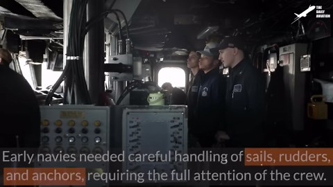 US Navy Sailors Drop Huge Anchor from Aircraft Carrier at Sea