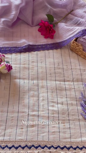 Signature Waves Exclusives on Instagram: "“Lilac Loom” Every once in a while, a design blooms that feels truly special — and this one does.A refreshing colour of Lilac comes alive with delicately embroidered floral motifs, each thread telling a story of artistry and patience. The contrasting Brinjal purple colour lace borders add a soft rhythm to the silhouette, completing the look with quiet sophistication. Crafted in pure mul Chanderi, this three-piece set carries the essence of freshness and 