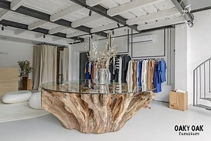 Oak Wood Root Console Table With Glass Top - Unique Villa Furniture - Etsy