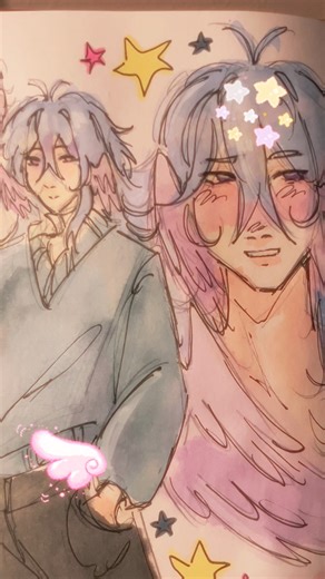 silverrr #smallartist #oc #originalcharacter #angel #sketchbook #watercolor