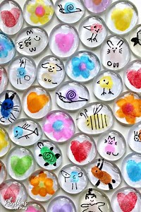 Fingerprint Art Glass Magnets Craft Tutorial with DIY VIDEO