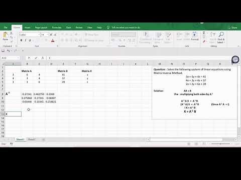 Solve the System of Linear Equations using EXCEL (Matrix Inverse Method)