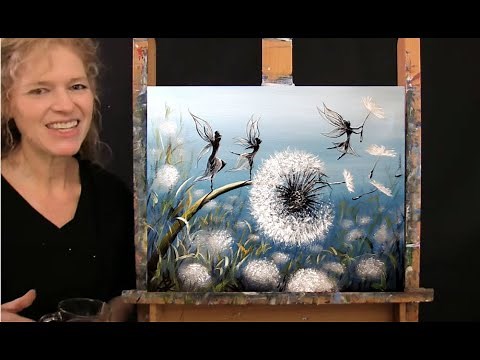 Learn How to Paint DANDELION FAIRY DANCE with Acrylic - Paint & Sip at Home - Step by Step Tutorial
