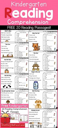 FREE Printable Kindergarten Reading Comprehension Pack