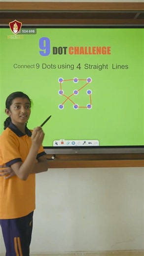 Connect 9 Dots with 4 Straight Lines Brain Teaser 🧠 #puzzle #shorts #creative #ViralShorts #trending