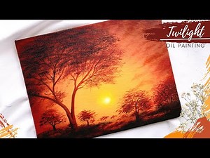 How To Paint Sunset | Easy Oil Painting For Beginners | Step By Step Tutorial | Art Episode #41