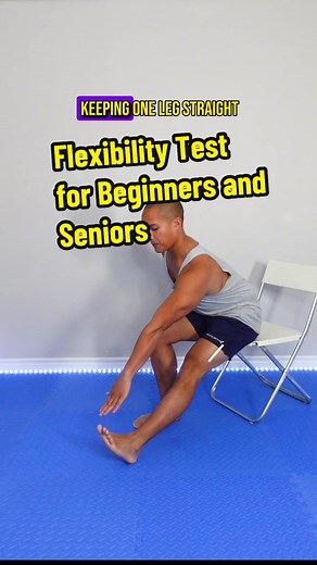 Please warm up before attempting. The sit and reach test is a common assessment tool used to gauge an individual's flexibility. Flexibility is crucial for several reasons, especially as we age. First, it improves joint range of motion, reducing the risk of injuries and enhancing daily mobility. It also aids in maintaining proper posture, which is essential for spine health and comfort. As we get older, our muscles naturally lose elasticity, making flexibility training vital for maintaining an ac