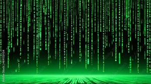 Digital green code resembling the Matrix, creating a futuristic and tech-inspired visual effect. Stock Video